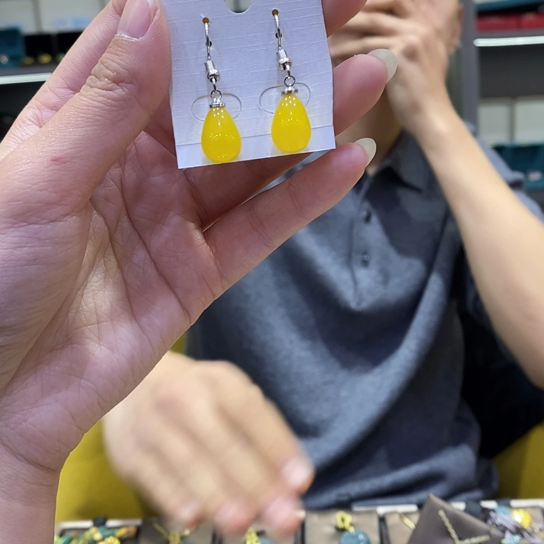 玛瑙/玉髓合金耳钉