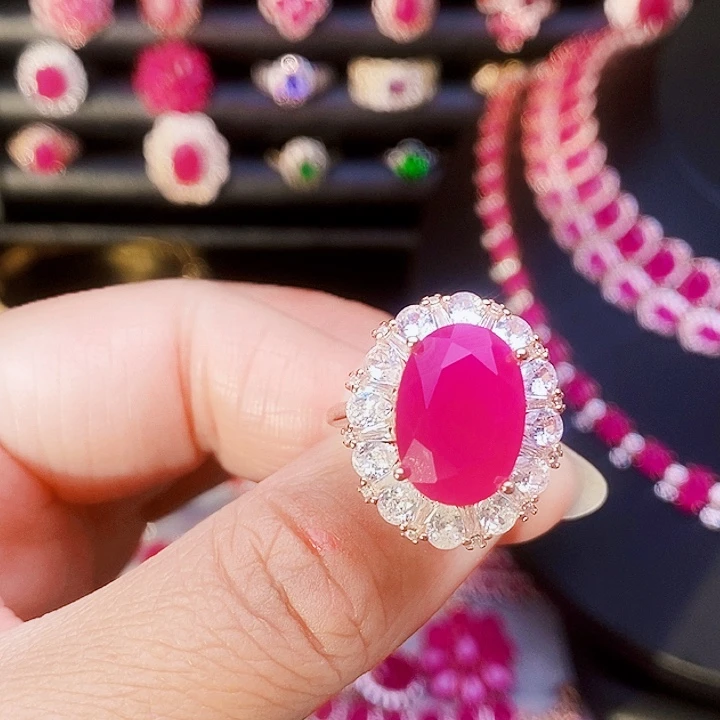 红宝石银S925镶嵌戒指