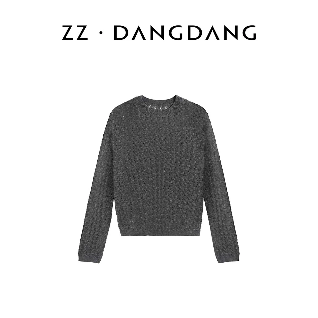ZZ·DANGDANG秋冬精致镂空羊绒混纺圆领针织衫毛衣女休闲20925155