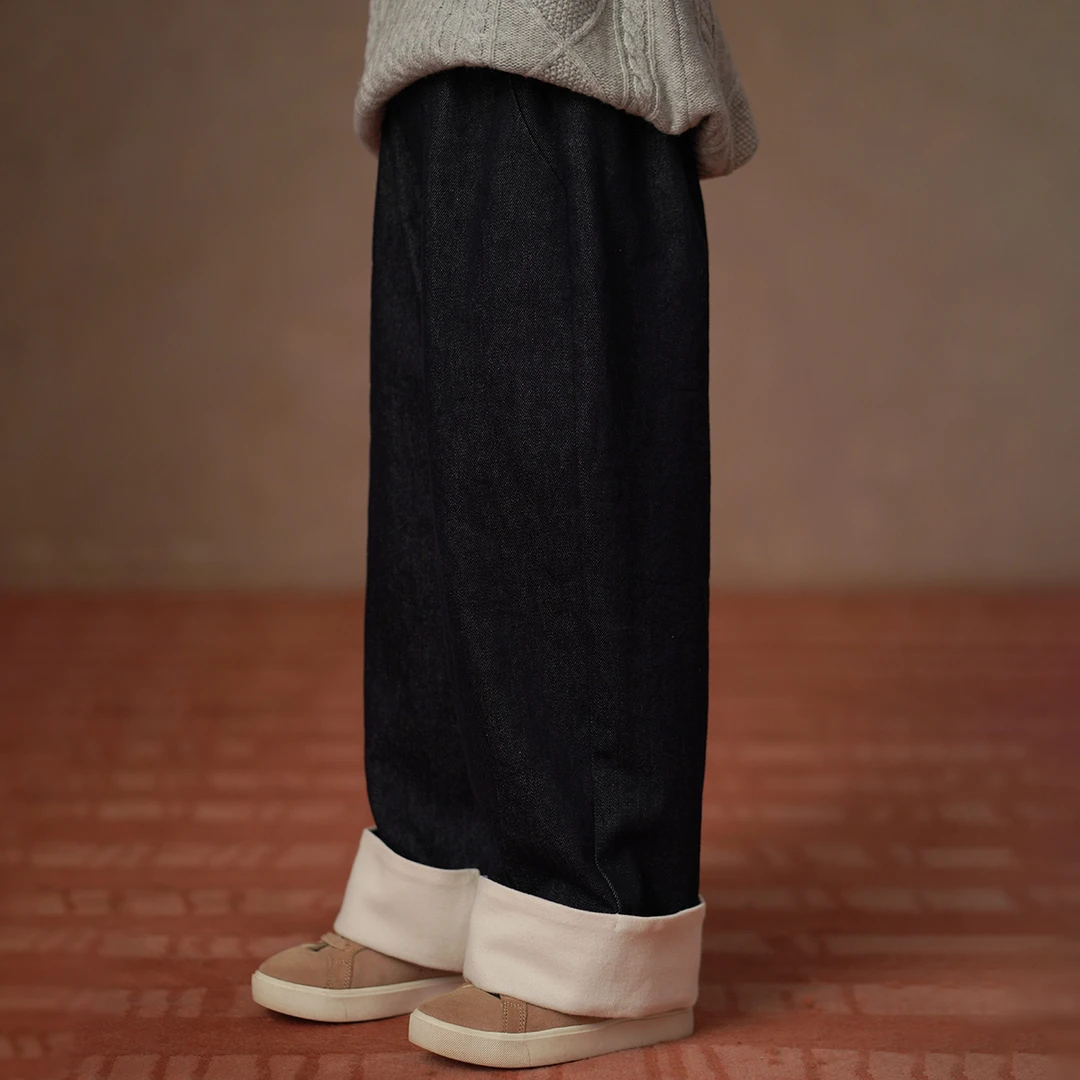 哈齿童装冬季儿童休闲裤保暖加绒牛仔长裤男童女童直筒裤百搭宽松