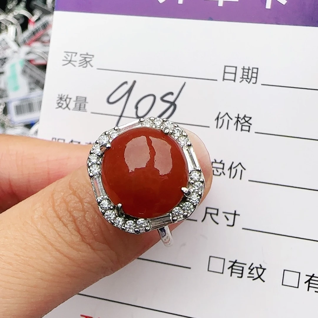 银S925镶嵌戒指翡翠戒指