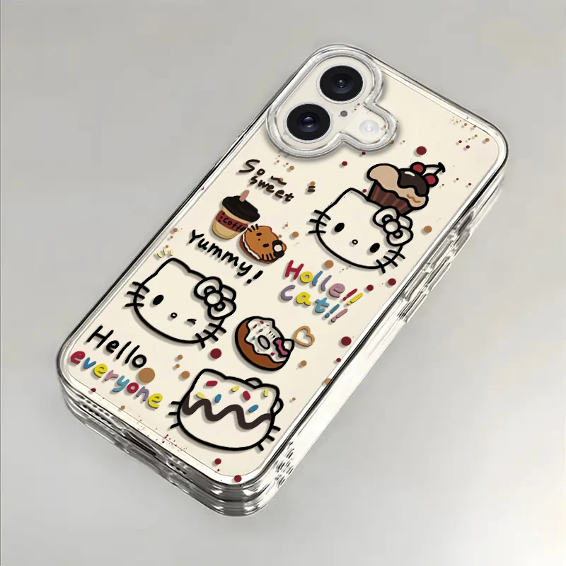 甜品凯蒂猫适用iPhone16手机壳苹果16promax防摔16PLUS全包透明软