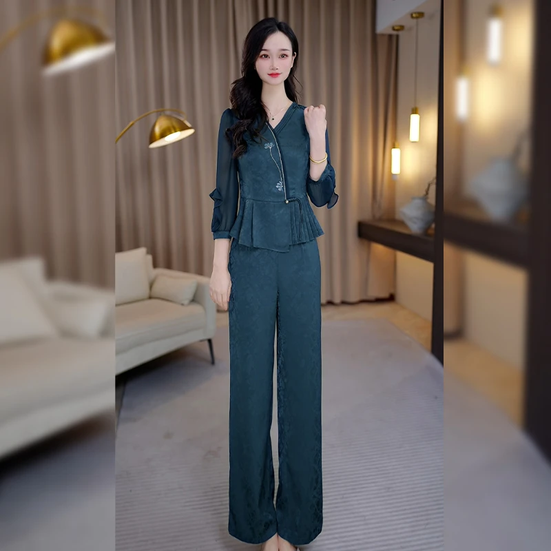 贵夫人气质优雅套裤2025新款静奢风时尚休闲高腰显瘦套装27132