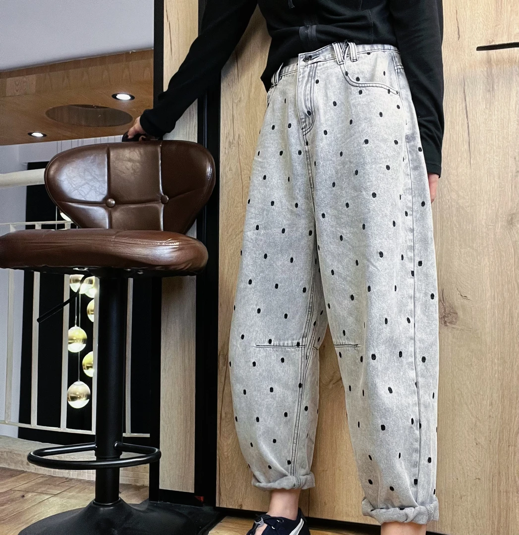 2025欧货潮牌秋季新款哈伦老爹裤2616宽松显瘦重工女士九分牛仔裤