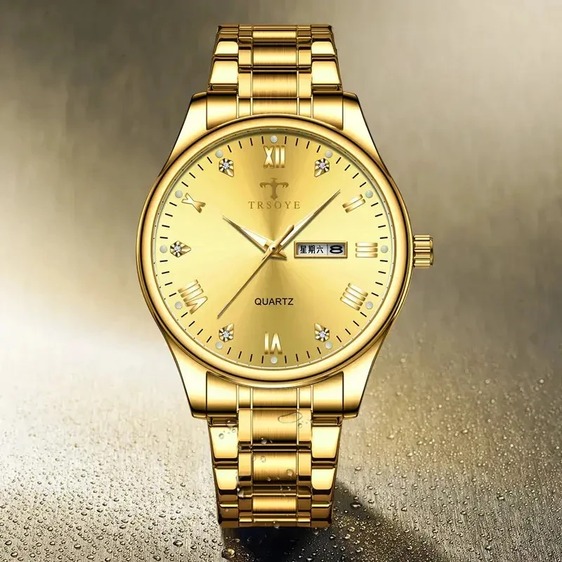 新款简约时尚轻奢小众防水石英腕表 TRS6606全金