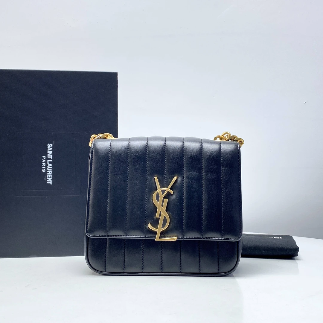 95新 YSL/圣罗兰 思斯专属 ysl黑金羊皮链条包 THCI2244