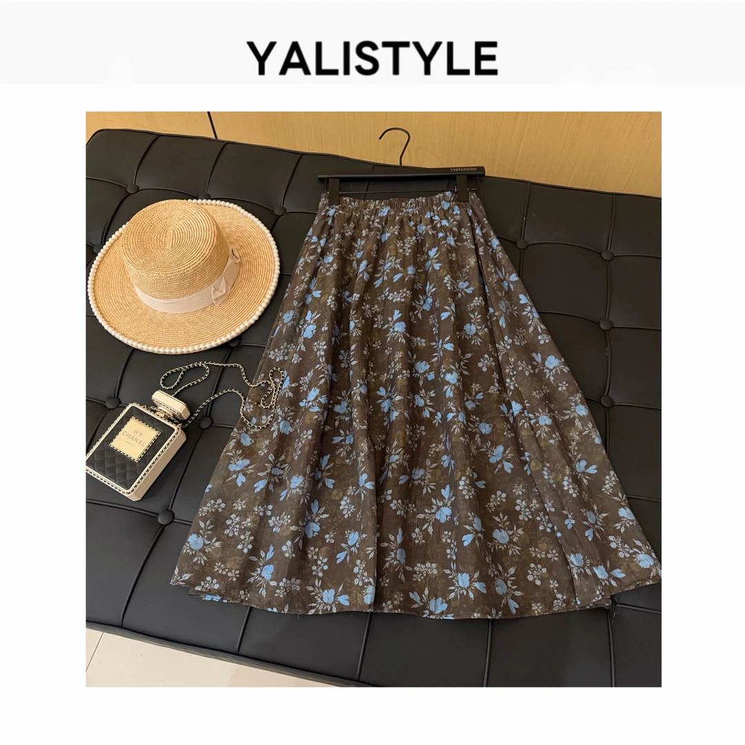 YYSTATIONS【苍兰诀!】设计感高腰显瘦碎花A字半身裙-89755