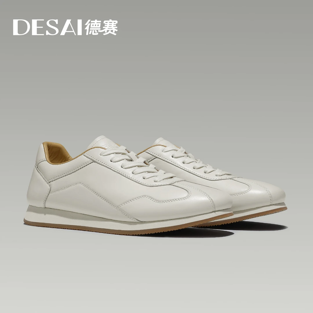 德赛【原生胎牛皮】夏季新款高端简约舒适商务休闲鞋百搭透气男鞋潮