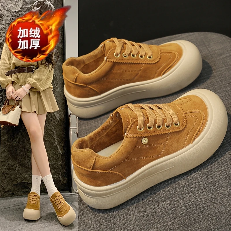 爆款厚底棉鞋女2025新款秋冬加绒保暖板鞋时尚百搭学生休闲运动鞋