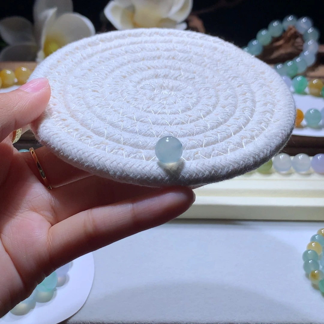 翡翠散珠拓冰蓝珠珠子9.9mm