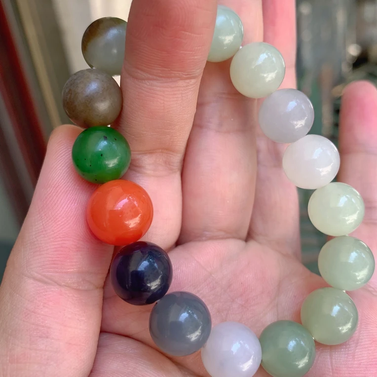 和田玉12mm圆珠多宝精品手串
