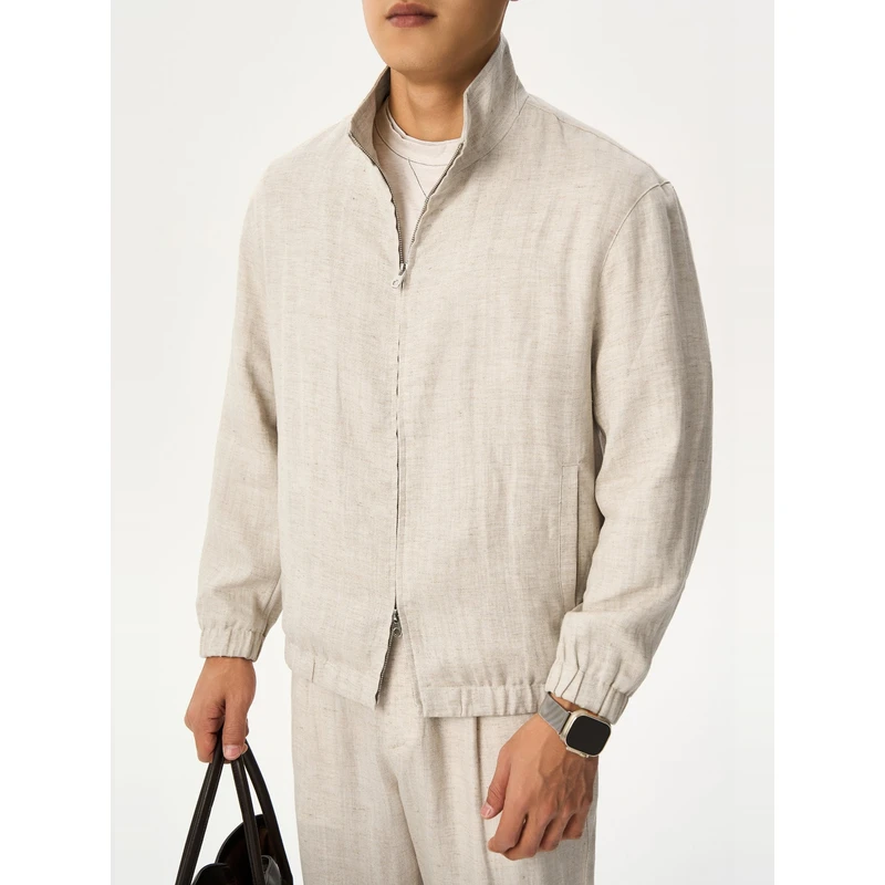 LP同款男士春夏亚麻外套静奢老钱莱赛尔纤维上衣