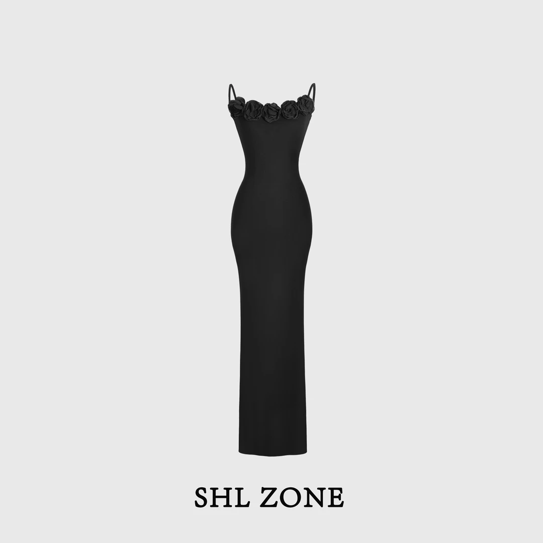 【清清】莫斯科飘雪 针织连衣裙玫瑰立体花式弹力针织裙