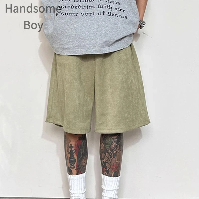 百搭秋季宽松潮流五分裤休闲运动复古外穿阔腿薄款中裤特大码300