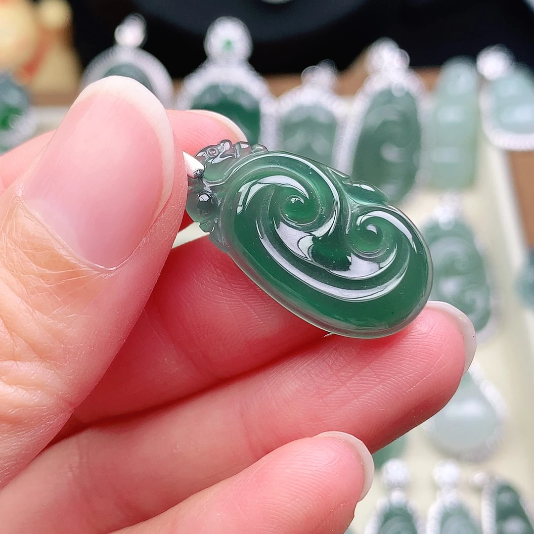 翡翠银S925镶嵌颈饰吊坠