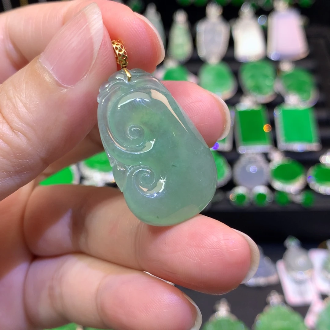 翡翠18K金镶嵌吊坠(不含链)