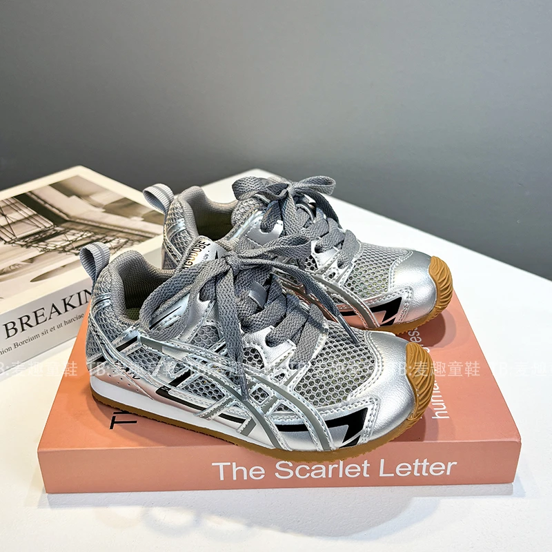 儿童运动鞋2025春季新款男童老爹鞋时尚擦色单网轻便女童潮流跑鞋
