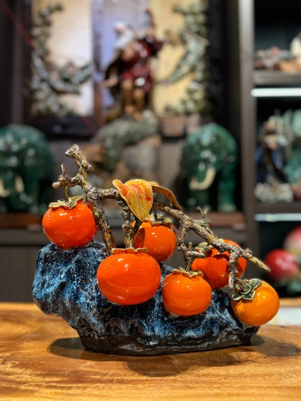 【柿柿如意】陶瓷33*17*29家居玄关客厅公司礼品好寓意摆件