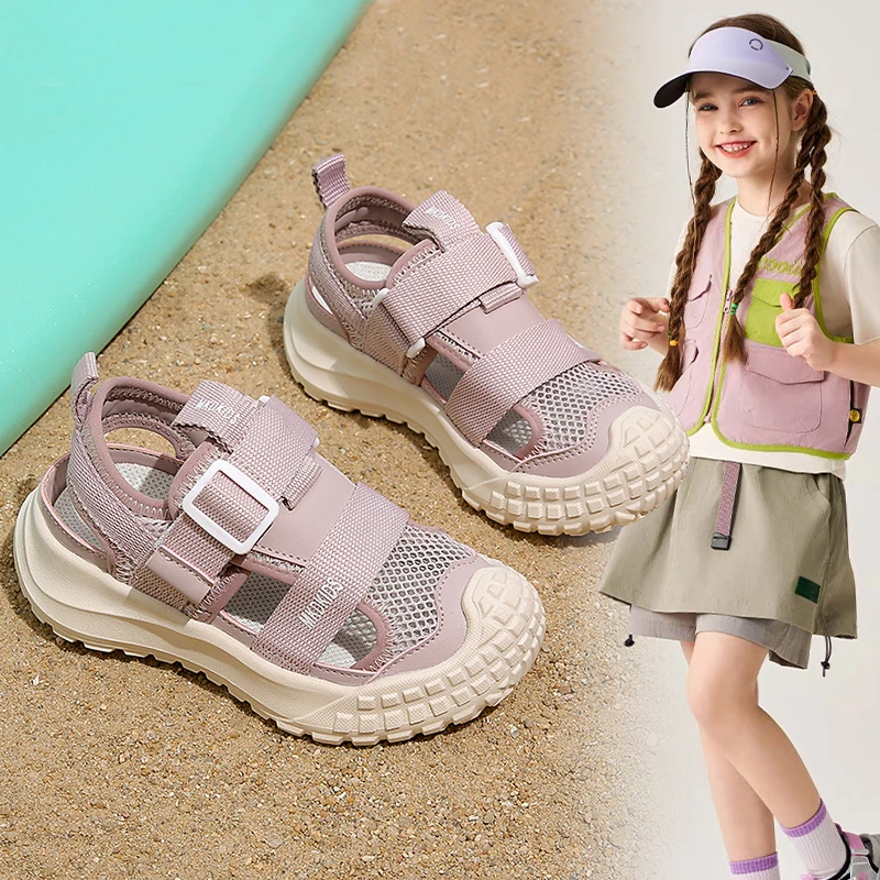 ABC女童运动凉鞋2025夏季新款镂空透气鞋儿童休闲鞋中大童网面鞋