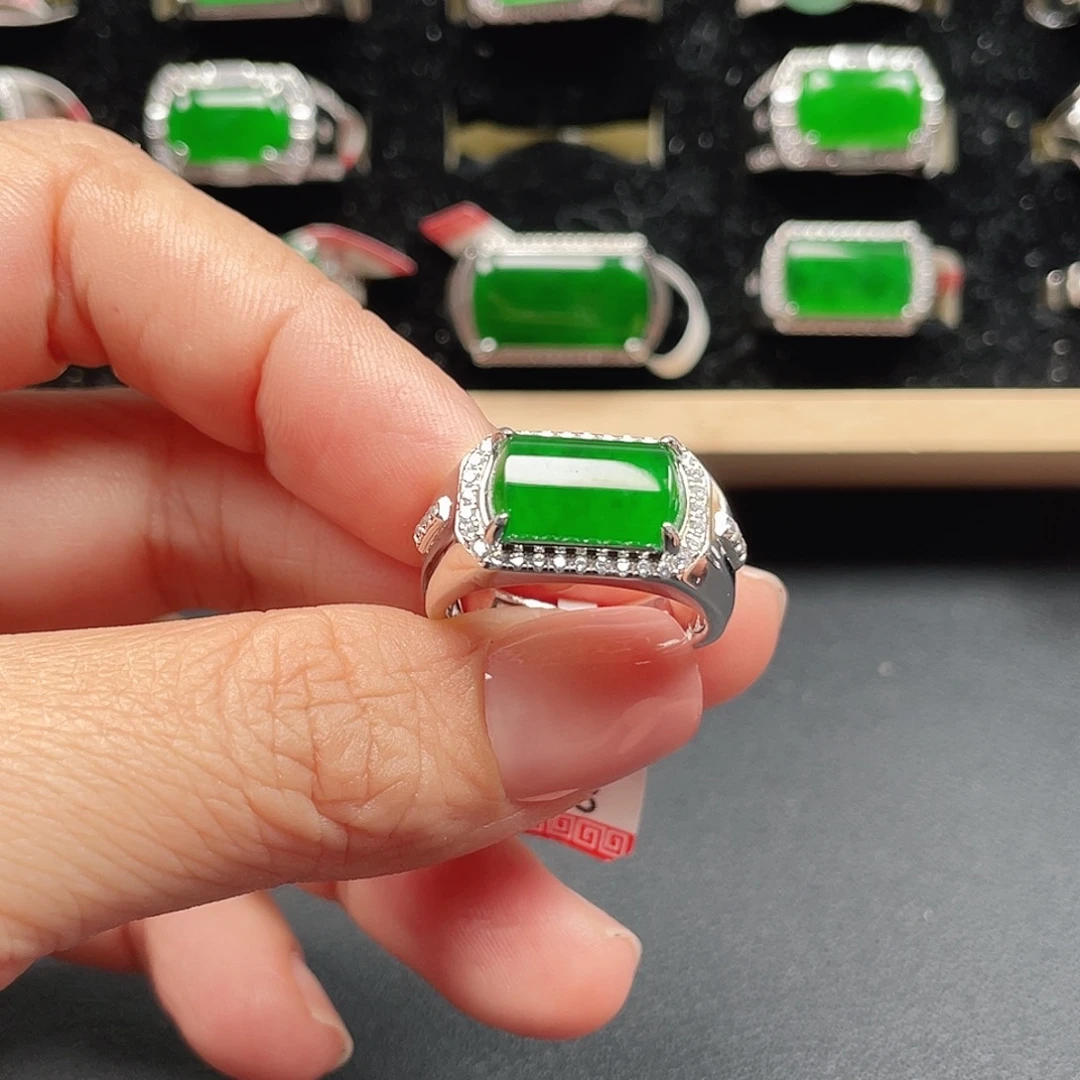 翡翠银S925镶嵌戒指编号3962没运费险