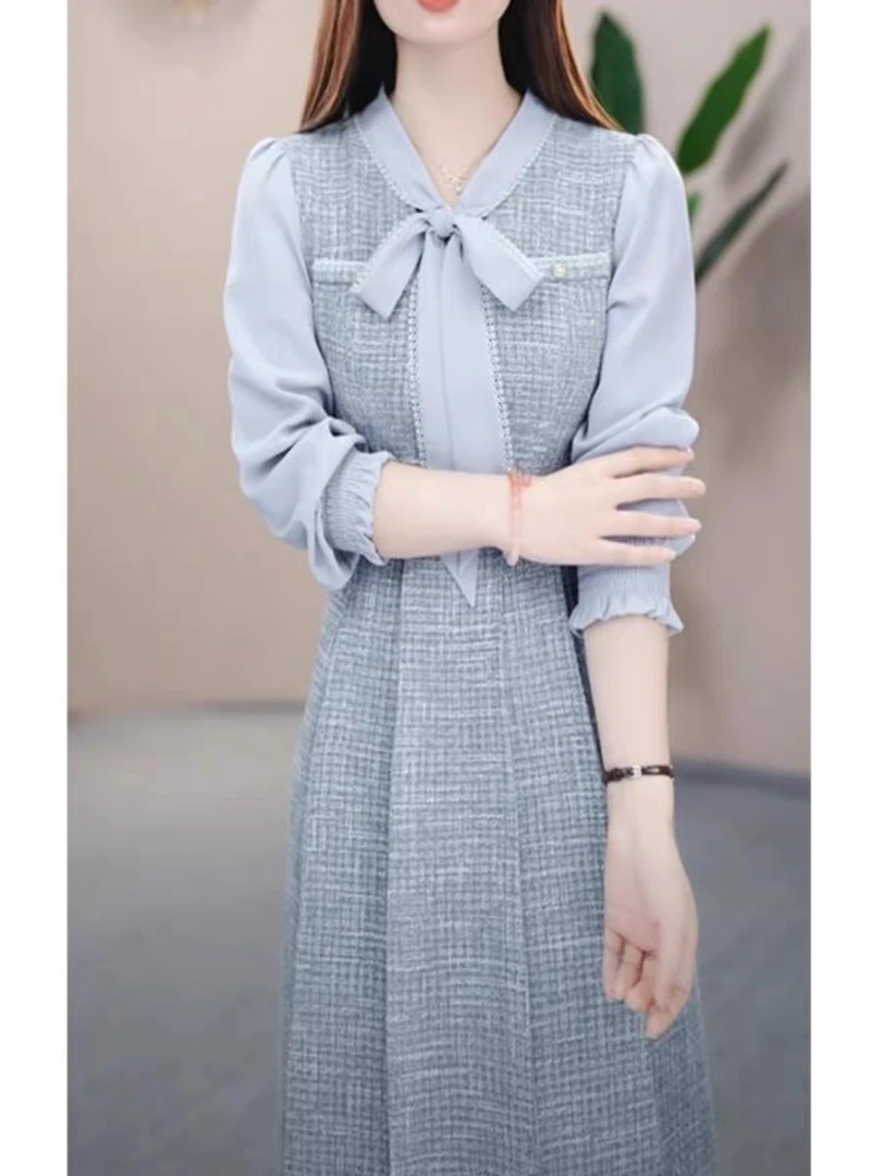 梦想服饰连衣裙2025新款女爆款妈妈长袖阔太太高贵洋气1042