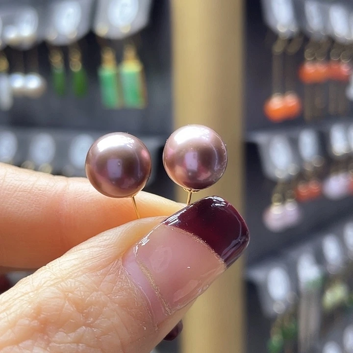 淡水珍珠耳饰18K金镶嵌