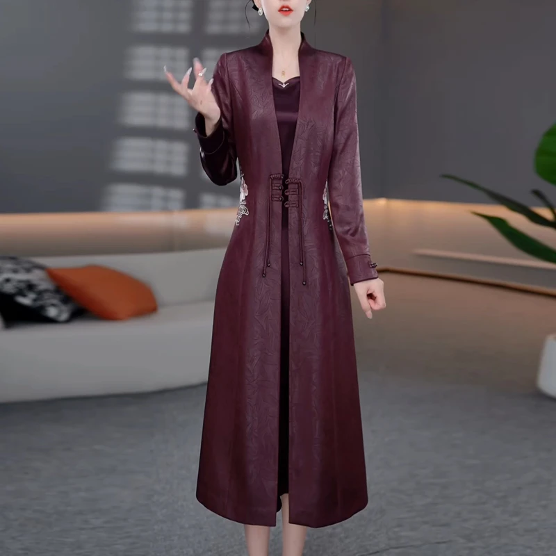 复古流行穿搭两件套连衣裙2025新款秋季气质女装风衣外套裙子套装