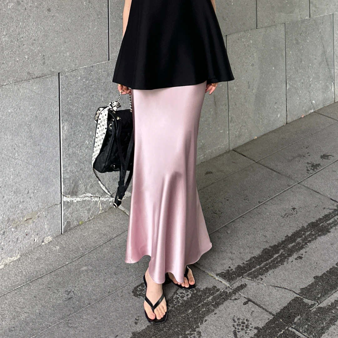 LUOZHIYIN/罗知音D212472F高腰A型纯色半身裙时尚不规则裙子休闲