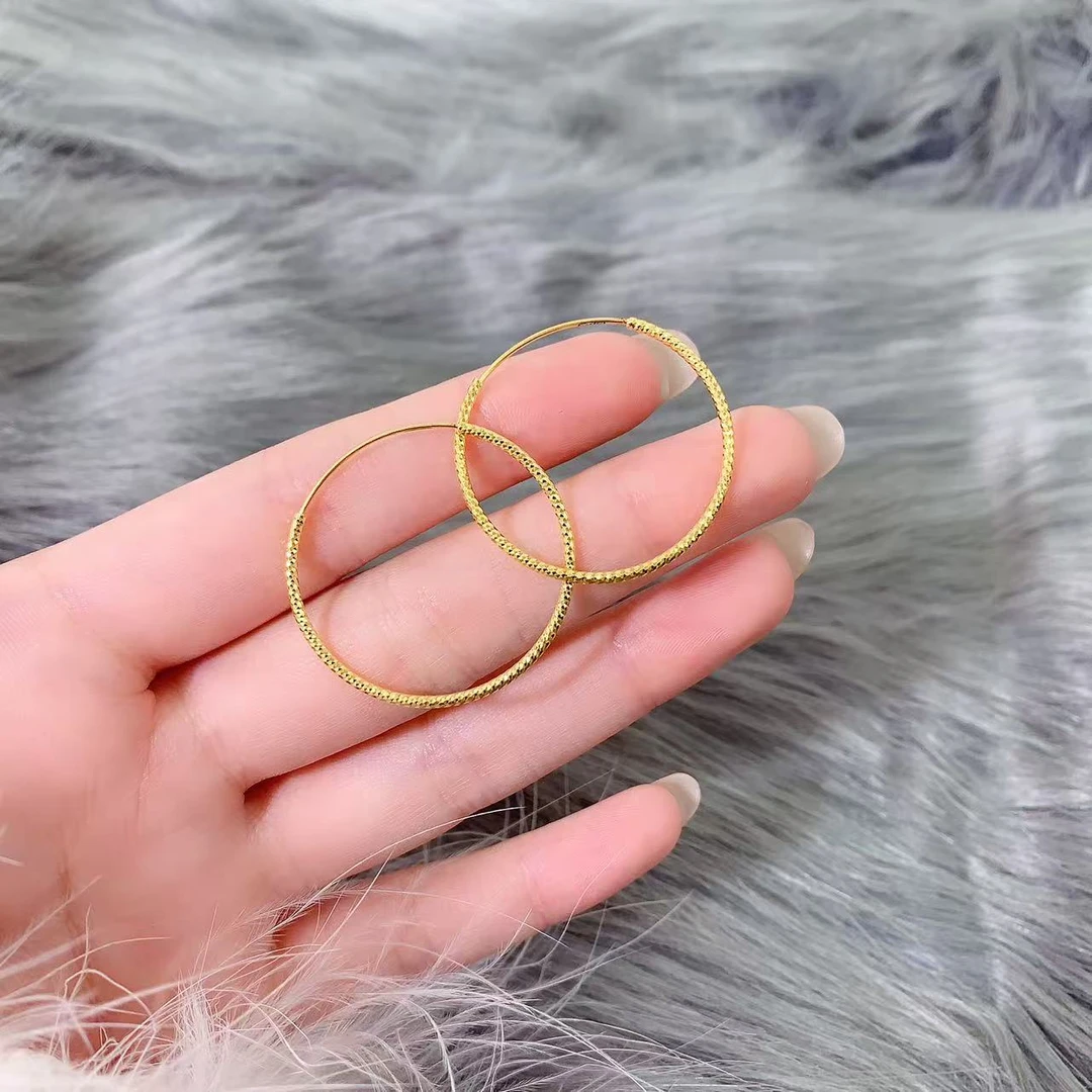 【伟新源】足金999 5G工艺  时尚百搭 极光大耳圈3.87克