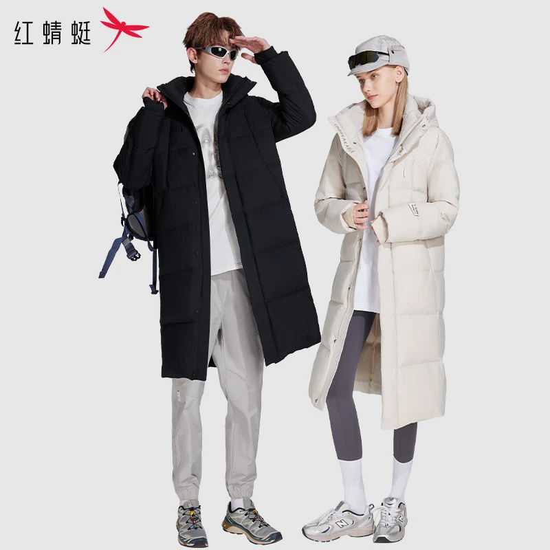 红蜻蜓 冬季新款双轨巡航保暖面包长款羽绒服