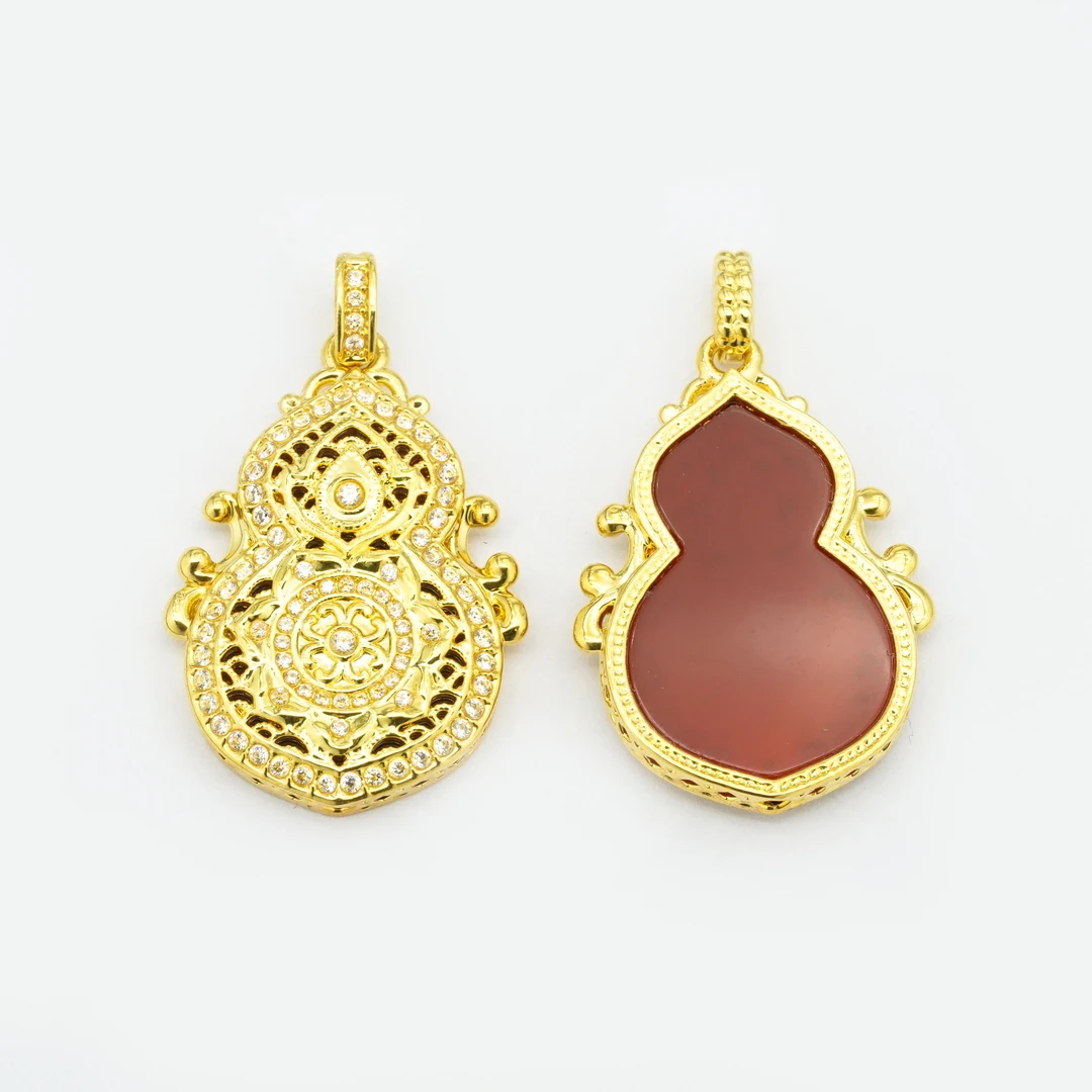 18k金红玛瑙四美葫芦吊坠【QL07142】