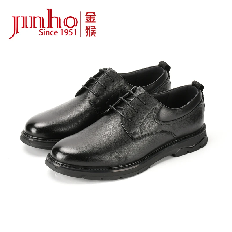 Jinho/金猴透气舒适男鞋一脚蹬商务皮鞋黑色休闲皮鞋U2825038A/B