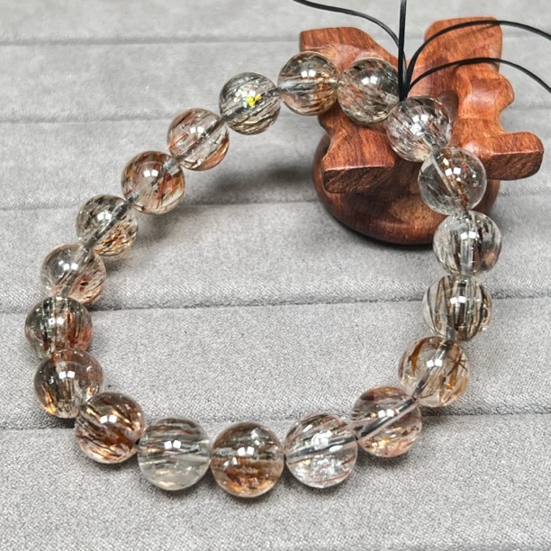 【伟伟鉴定】天然黑金超七 净体 满发 圆珠手串9-10mm时尚百搭饰品