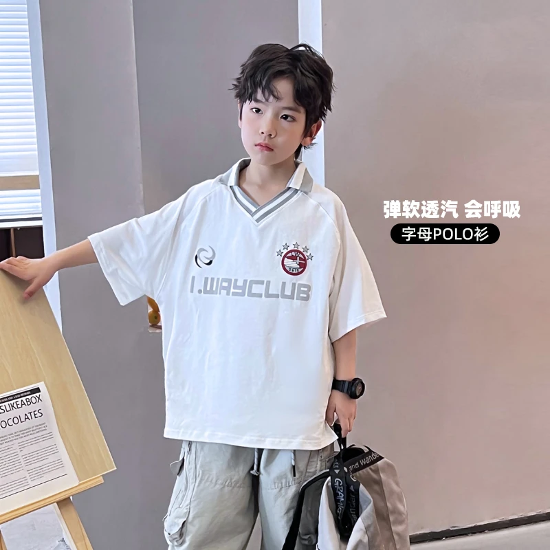 中大童男童Polo衫翻领夏季薄款短袖上衣男孩半袖夏装5048234O5