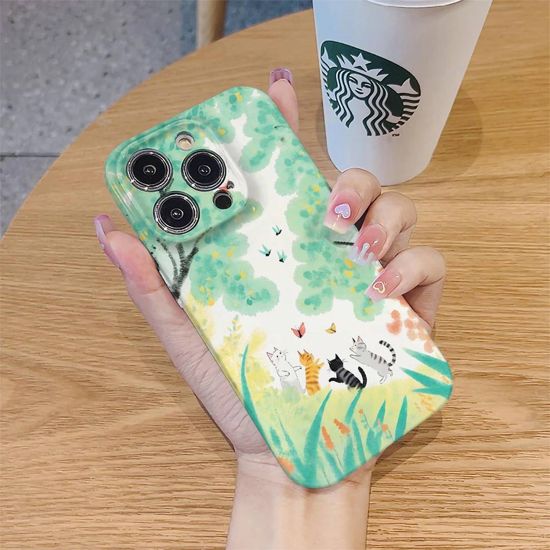 猫咪蝴蝶适用苹果16promax 华为 小米vivo oppo荣耀手机壳菲林