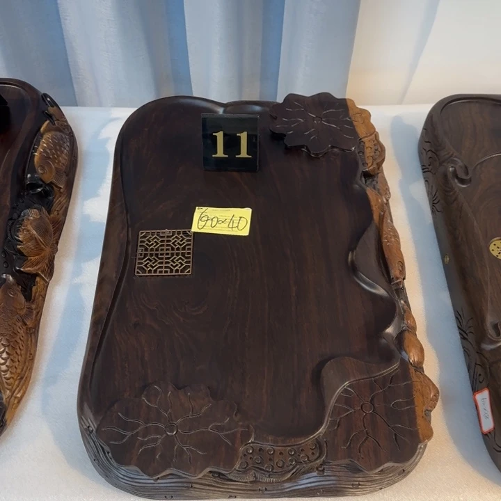 心***光黑檀实木茶盘实物