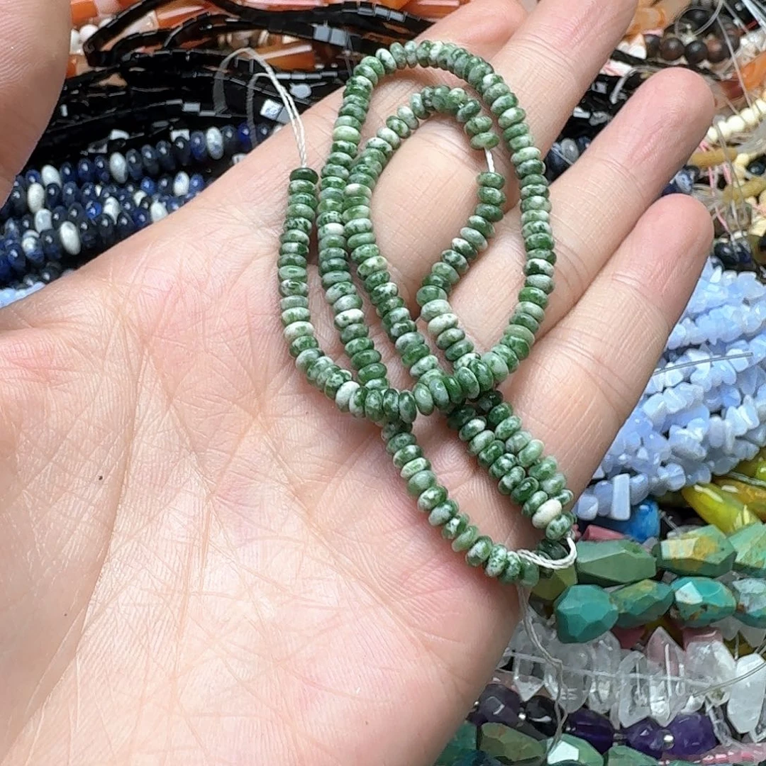 玛瑙/玉髓合金珠宝半成品一条4mm绿点石算盘