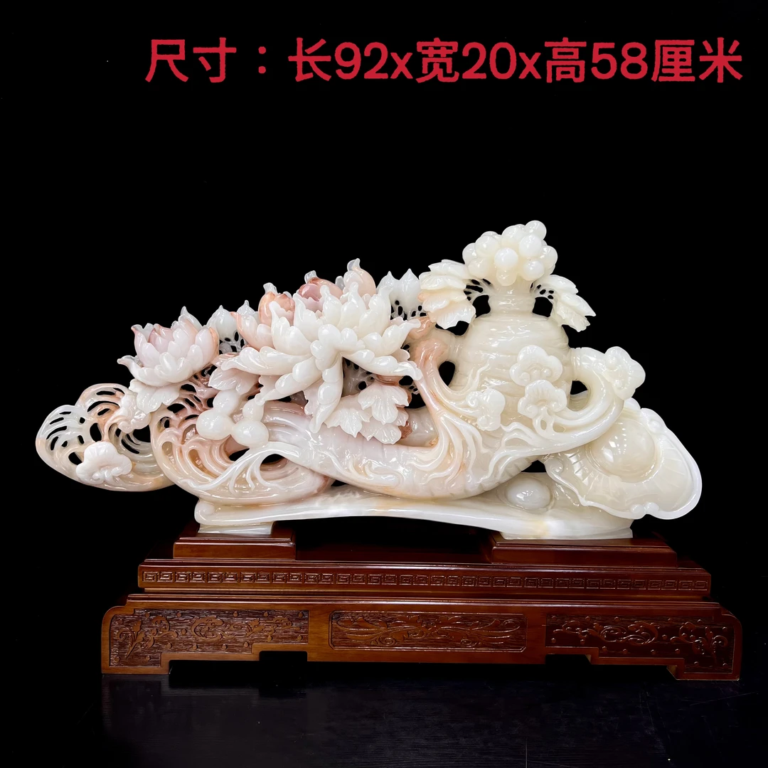 《人参 牡丹花 富贵人生 》天然家居博古架玄关酒柜摆件乔迁送礼