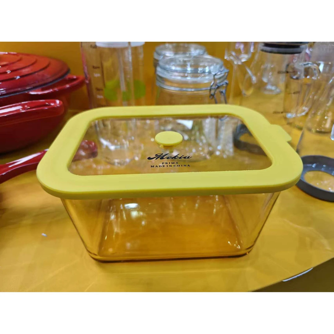 媚家原创2L大容量内吸式保鲜盒高硼硅玻璃材质微波炉加热便携饭盒