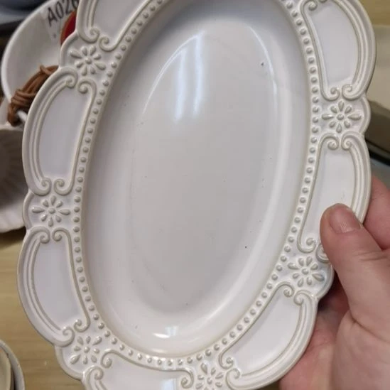 瓷片微瑕洛克椭圆深盘三个一组有黑线接受再拍