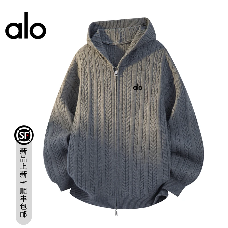 【官方奥特莱斯】品牌折扣 秋季时尚设计感提花开衫连帽卫衣男外套