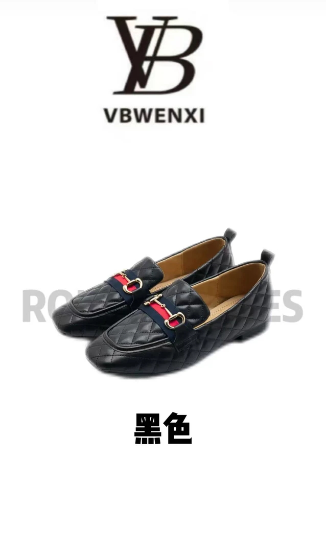 法国马衔扣经典老花真皮小皮鞋复古平底乐福鞋