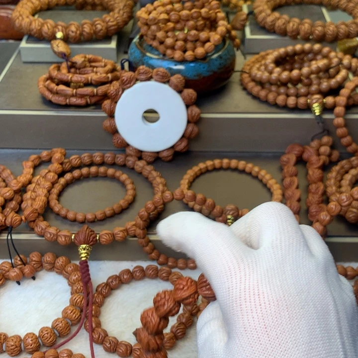 微***行桃核手串秦岭龙纹