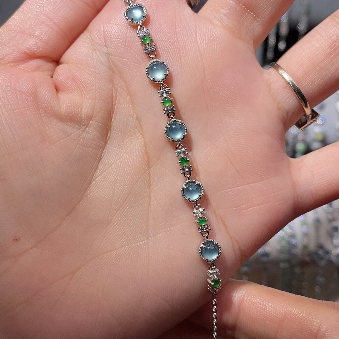 翡翠银S925镶嵌手链