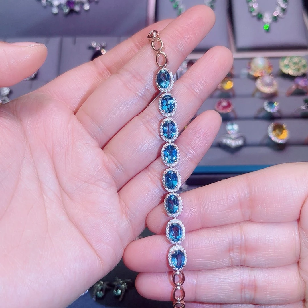 银S925镶嵌托帕石手链