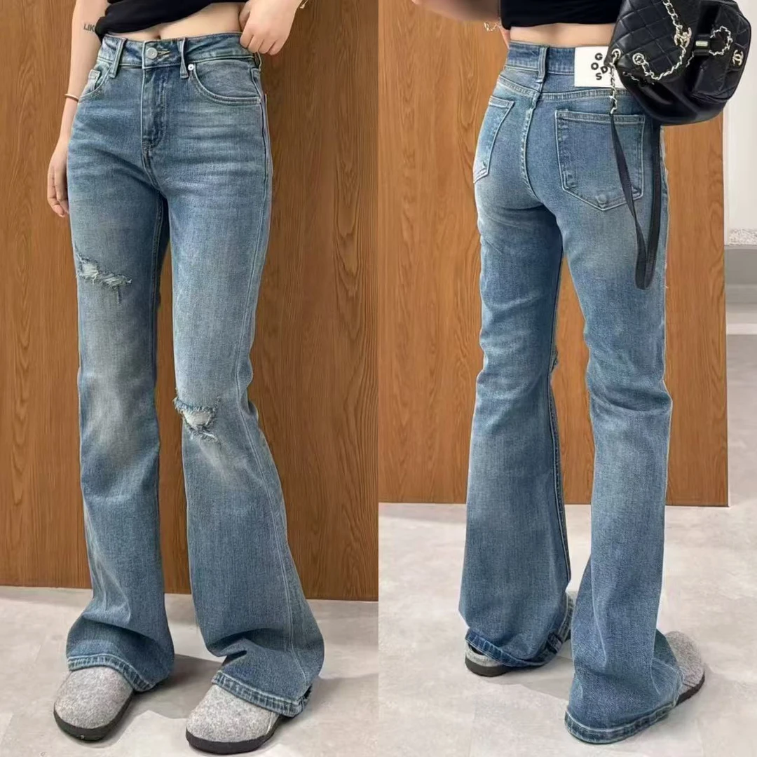 66151#SUOMALA@欧货破洞女神喇叭裤