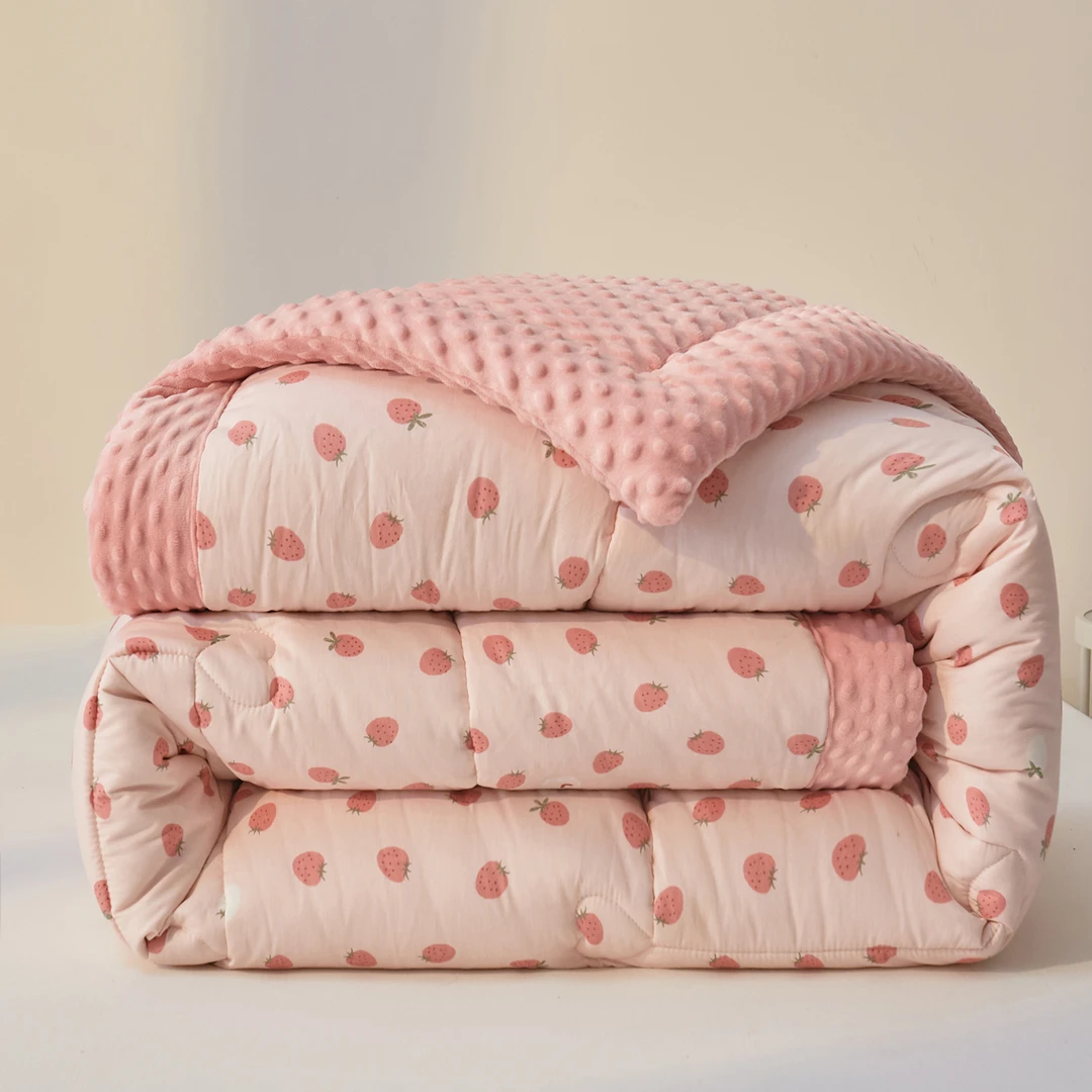 2025新款全棉豆豆绒安抚被子被芯可机洗裸睡春秋被加厚冬被四季被