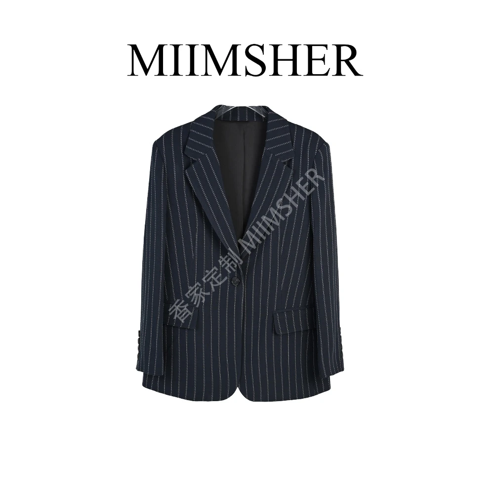 名模同款重磅醋酸垂顺扛皱翻领休闲挺阔西服上衣女外套MS241887