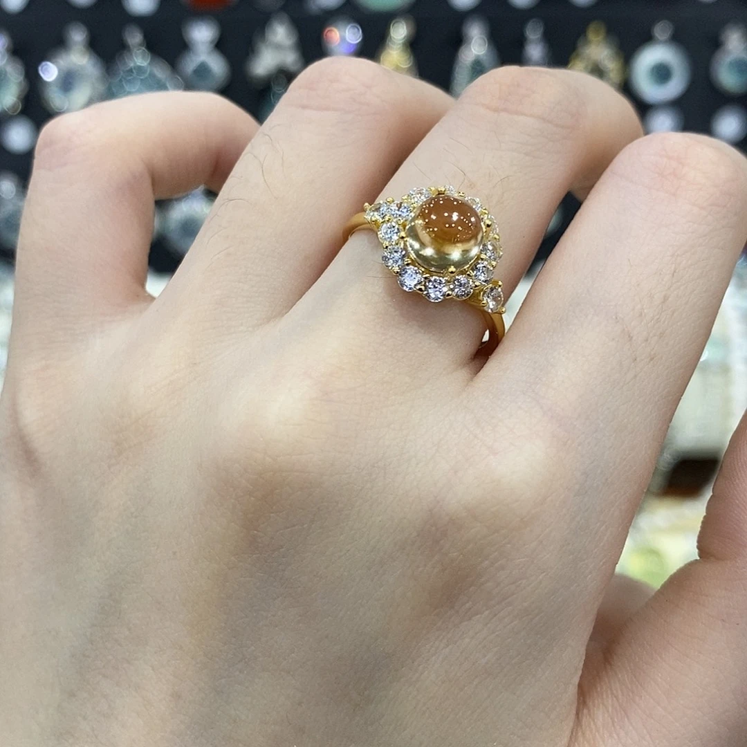 戒指银S925镶嵌黄晶