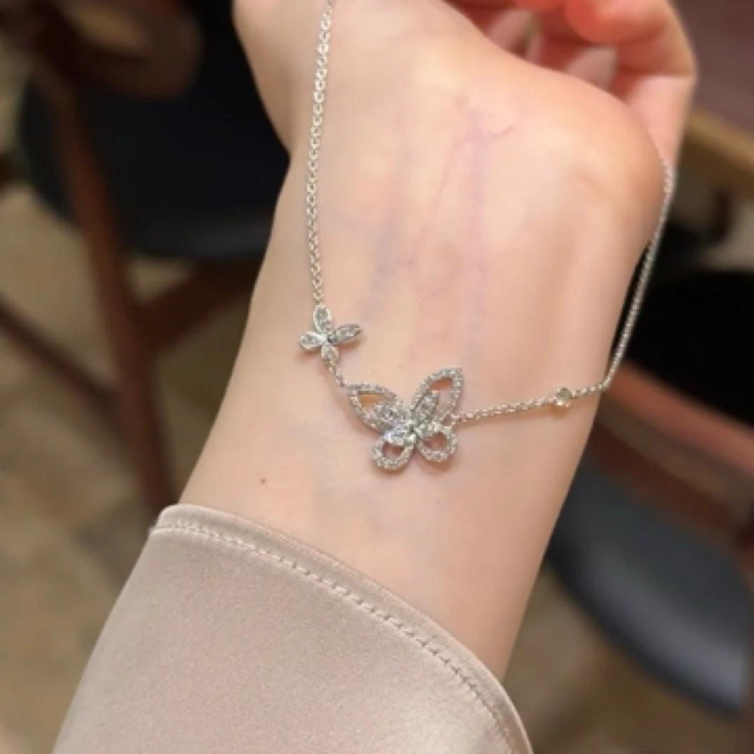 【欣阳】3克 50分 幻影双蝴蝶项链时尚设计款】